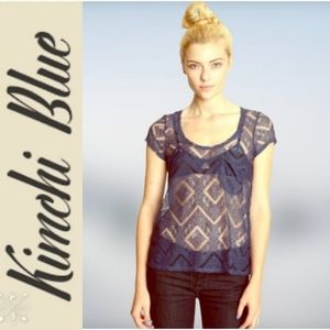 URBAN OUTFITTERS/Kimchi Blue Sheer Navy Lace Top